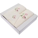 3 Piece 100% Cotton Flower Embroidered Canteiro Towel Gift Set