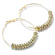 Goldtone Crystal Ring 2.25" Hoop Fashion Earrings