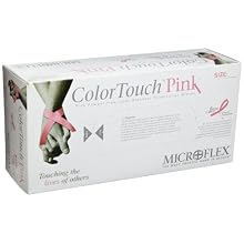 Microflex ColorTouch Pink Latex Glove, Powder Free, 9.6" Length, 5.9 mils Thick