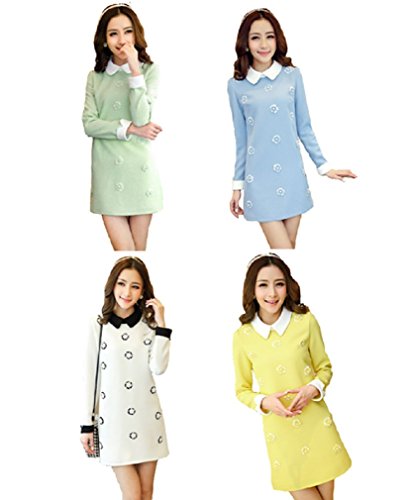 【ARINCO】 パステルカラー ワンピース 襟付き 長袖 キュート 春 レディース 大きい サイズ S M L XL