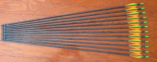 31" Carbon Fiber Hunting Arrows - Also Great as Target Arrows / Practice Arrows - Strong & Fast - Screw On Field Tips Can Be Changed For Broadheads - 12 Pack