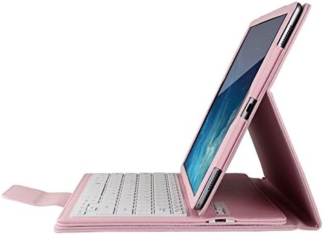 iPad Pro Keyboard Case,Creax (TM) Magnetically Detachable Bluetooth Keyboard PU Leather Muti-angle Stand Folio Smart Cover for Apple iPad Pro 12.9" 2015 (Pink)