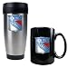 New York Rangers NHL Stainless Steel Travel Tumbler & Black Ceramic Mug Set - Primary Logo