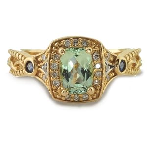 Michael Valitutti 14K Yellow Gold Seafoam Tourmaline and Blue Sapphire and... by