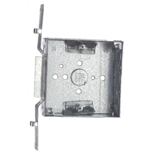 Steel City 52151-VX Pre-Galvanized Steel Square Box with C-3 Armored Cable Clamps, SV-Bracket and 1/2-Inch and 3/4-Inch Eccentric Knockouts