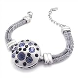 Konov Jewellery Momens Circle Stainless Steel Charm Bracelet, Colour Purple Silver
