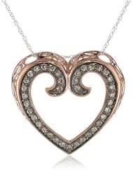 10k Rose Gold Heart Brown-Diamond Pendant Necklace (2/5 cttw, I-J Color, I2-I3 Clarity), 18"