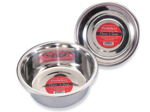 ProSelect Stainless Steel Mirror Finish Food & Water Dog Bowl Dish 5 Quart-10.5