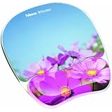 Fellowes Photo Gel Mouse Pad and Wrist Rest with Microban Protection, Pink Flowers (9179001)