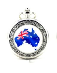 Tirio silvery white Australia map style Mechanical Movement Hand Wind pocket watch with gift box