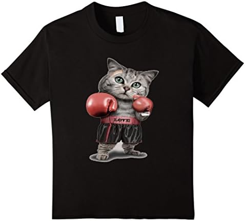 Kids Boxing Cat T-Shirt- Cat T Shirt- Cat Shirt- Funny Cat Shirt 8 Black