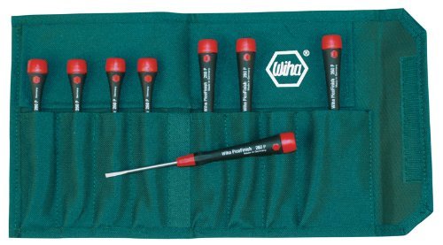 Wiha 26093 Slotted Screwdriver Set with PicoFinish Handle 8 Piece