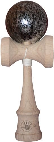 5K Kendama - Black &amp; Silver Fire, Extra String Included