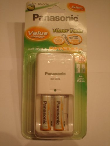 Panasonic BQ-CC06 Timer Twin Ladeger&auml;t f&uuml;r NiMH-Akku inkl. 2x AA Batterie