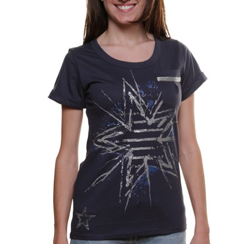 Dallas Cowboys Ladies Lila Mae Pocket T-Shirt - Navy Blue (Large)