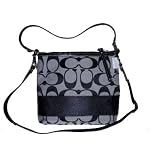 41oMp8qM53L. SL160  Coach Signature Stripe Black White Convertable Shoulder Handbag 13674