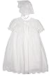 Petit Ami Newborn/Infant Girls Christening Eyelet Day Gown with Bonnet