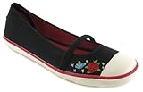 Rocket Dog "Rd Tattoo" Ladies Rocket Dog Canvas Ballerina With Strap - Black