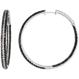 41oMuXqxEML. SL160  14k White Gold Hoop Earrings, w/ 6.90 Carats Brilliant Cut White & Black Diamonds, 1 13/16 (46mm) tall