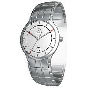 Obaku Harmony Mens Titan Glass Watch - Silver Band / White Face - V101GCASCS-016