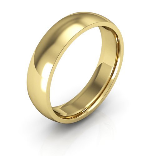 18K Yellow Gold men's and women's plain wedding bands 5mm comfort-fit light