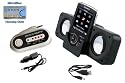 Portable Stereo Speaker (Black) + FM Transmitter for Sony Walkman Incl. DBROTH Microfiber Cleaning cloth