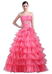 Strapless Beaded  Backless Lace-Up Organza/Silk Evening Dress  With Ruffles