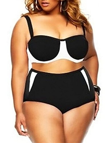Surenow Women Steel Prop Support Spell Color Split Swimsuit Plus Size Swimsuit