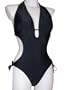 Aloha Womens Monokini Bikini Swimsuit, One Piece or Two Piece, Black W/gold (SM (2/4), Black)