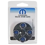 NEW DODGE RAM CHRYSLER JEEP MOPAR VALVE STEM CAPS SILVER BLUE M LOGO SET OF 4 OEM
