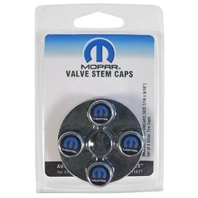 NEW DODGE RAM CHRYSLER JEEP MOPAR VALVE STEM CAPS SILVER BLUE M LOGO SET OF 4 OEM
