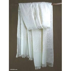 Wool shawl, 'Ivory Chic' by NOVICA