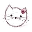 Kitty Open Face Pink Cubic Zirconia Crystal Brooch Pin