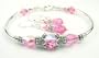 Damali Sterling Silver Crystal Bracelet w/ Earrings in October Pink Tourmaline October Birthstones - MEDIUM 7 1/4 In.
