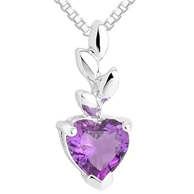 Heart Cut Amethyst Pendant Necklace Sterling Silver by Amethyst Necklaces