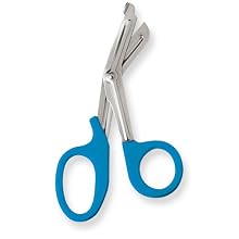 Stainless Steel Non Sterile Utility Serrated Scissor with Blue Coated Handle, 7-1/2" Length, For Single Use (Pack of 100)