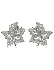 Sterling Silver Leaf Diamond Earrings (1/5 cttw, I-J Color, I2-I3 Clarity)