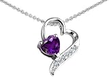 1.55 cttw 925 Sterling Silver silver 7mm genuine heart shape amethyst pendant