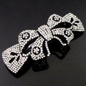 Wedding Bridal Prom Black Metal Crystal Rhinestones Hair Barrette Clip 12