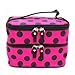 Icon Double Layer Dots Pattern Travel Toiletry Cosmetic Bag Makeup Organizer Travel Case With Mirror