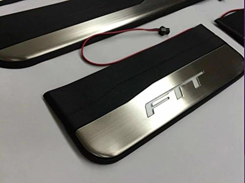 Car Space for Honda Fit 2014 2016 Real Dual Tone Door Sill Trim With Led Protector Protection Stainless Steel Scuff Plate Welcome Pedal Plates 4pcs