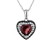 Garnet Heart Pendant with White and Black Diamonds 2.32 Carat (ctw) in Sterling Silver with Chain