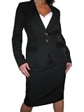 (6230) smart pencil skirt suit black shadow stripe sizes 12-22