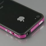 i-Beans 「全33色」iPhone 4S用バンパーケース　(Soft+Hard)シリコン+プラスチック 　ブラック+パープル　Bumper Case for アイフォン4S 　液晶保護フィルム　USB充電ケーブル付  (1840-10)