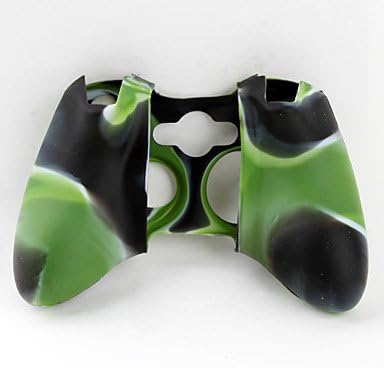 Protective Dual-Color Silicone Case for Xbox 360 Controller (Green and Black)