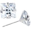 14K White Gold 1.25ct Cubic Zirconia Square Earrings
