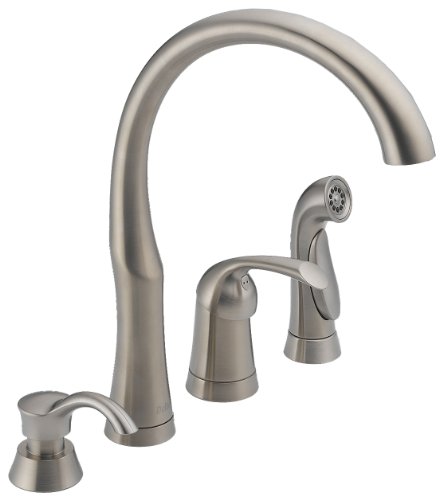 Delta Bellini 11946-SSSD-DST Single Handle Kitchen Faucet with Spray and Soap Dispenser, Stainless
