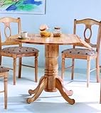 Natural Finish Wood Napolean Round Dining Table w/Drop Leaf