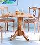 Natural Finish Wood Napolean Round Dining Table w/Drop Leaf