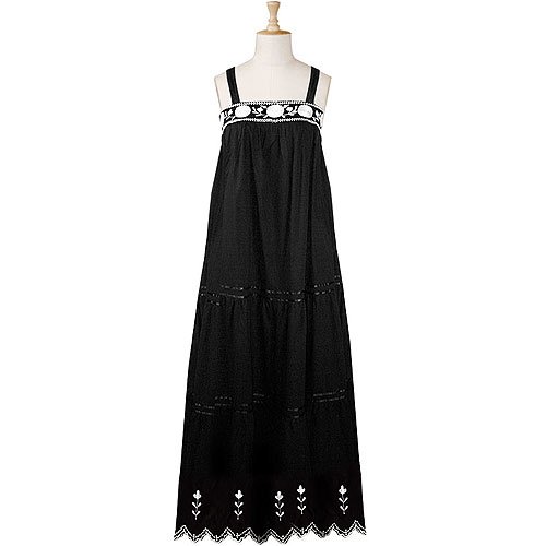 Cotton Embroidered Tiered Maxi Dress